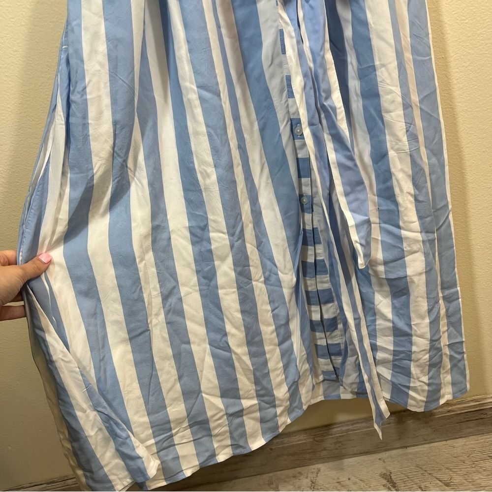 Crown & Ivy Women’s Blue White Striped Belted Shirt Dress 3X NWT - Picture 10 of 15